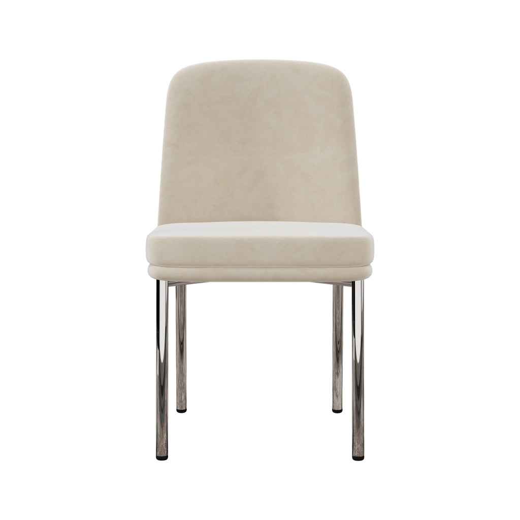 Sedie da sala da pranzo 4 pezzi con cuscino imbottito e gambe in metallo, design moderno minimalista, in velluto beige