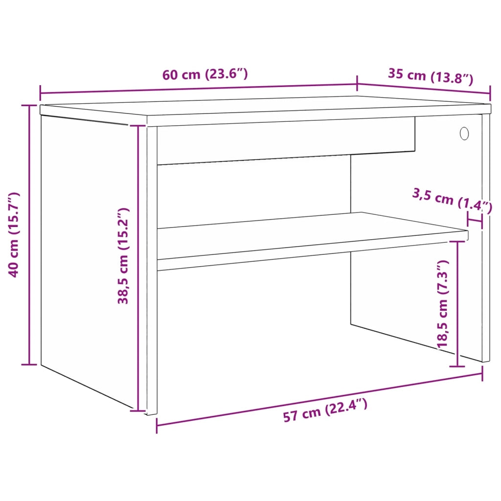 Mobile porta TV rettangolare moderno 60 x 35 x 40 cm con pratico ripiano stile contemporaneo in legno grigio Sonoma 02_0058342