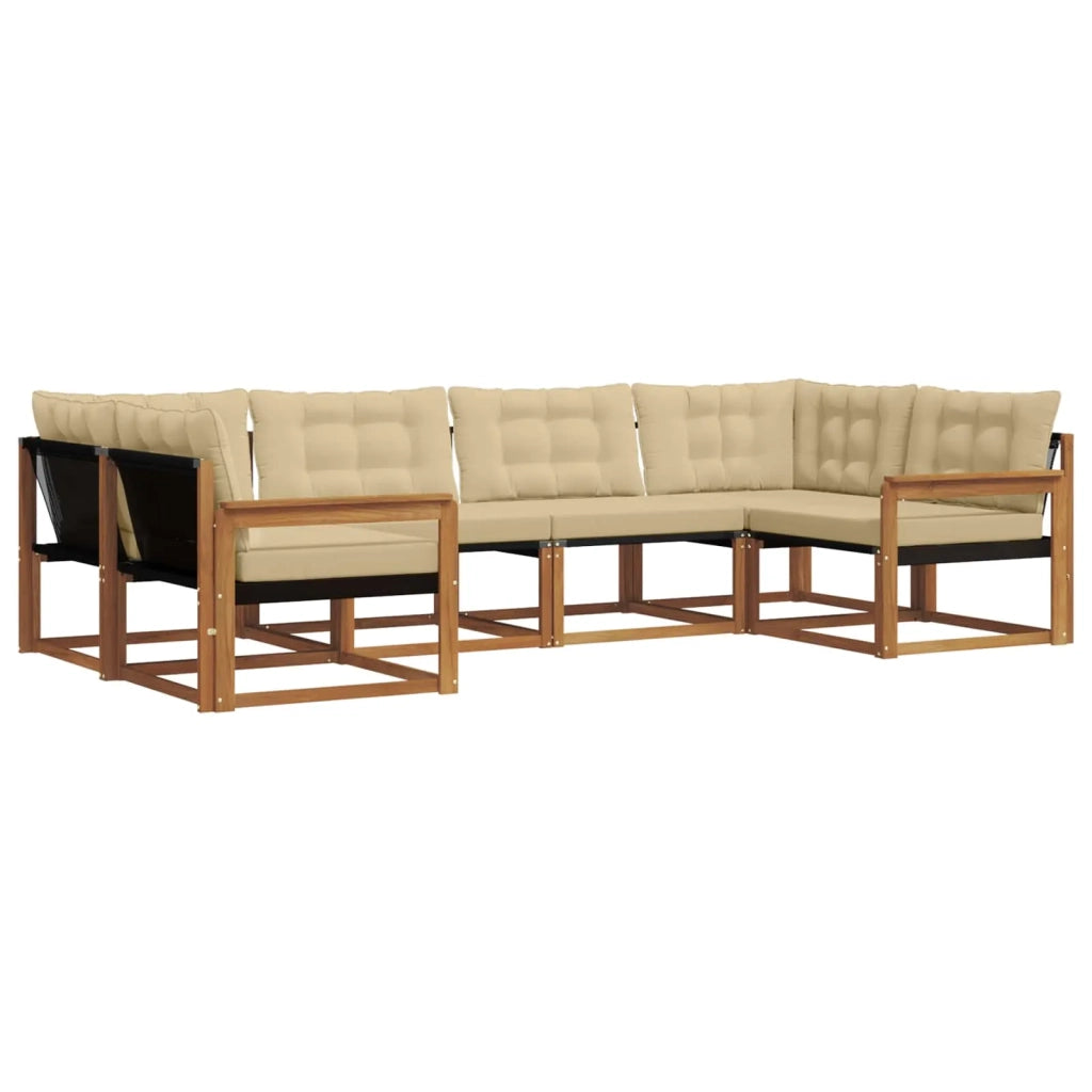 Set di divani da esterno con cuscino 6 pcs Naturale e Beige 3369788