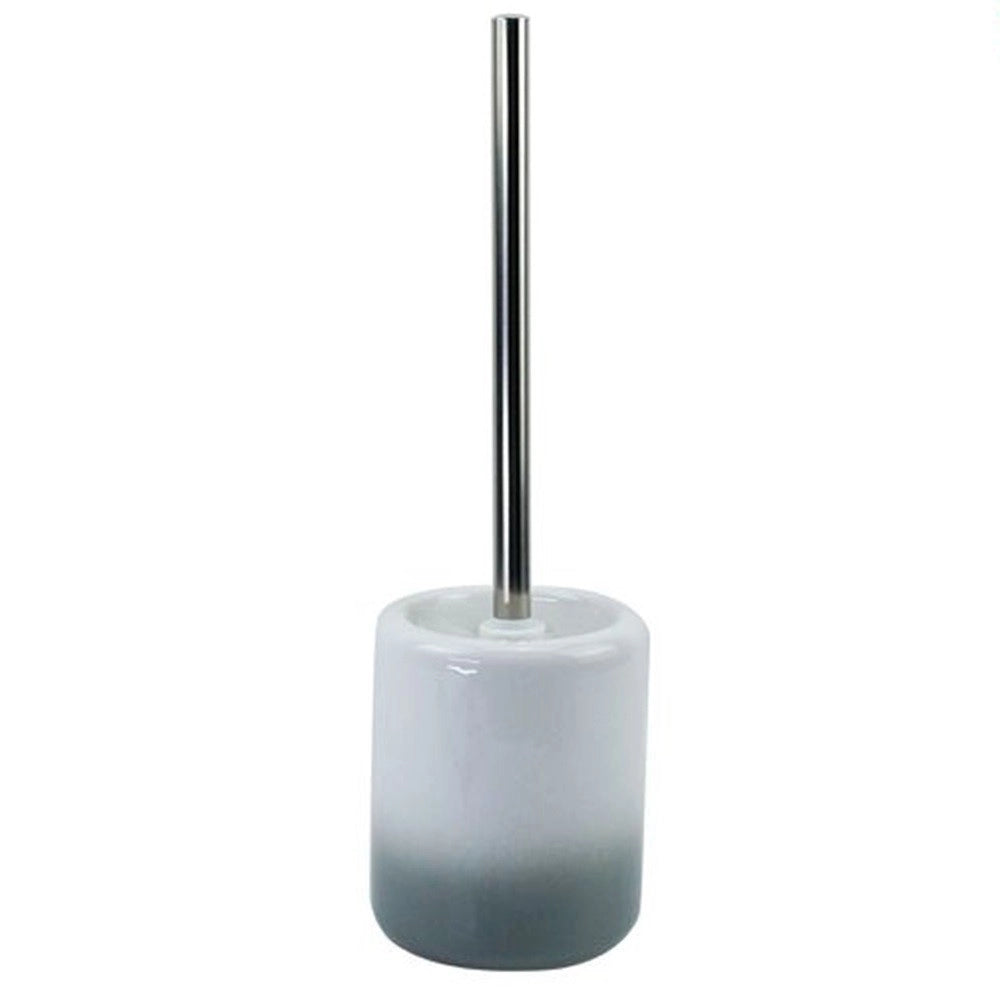 Trade Shop - Porta Scopino Arredo Bagno Wc Toilette Bianco Grigio Con Scopino Completo 59917 -