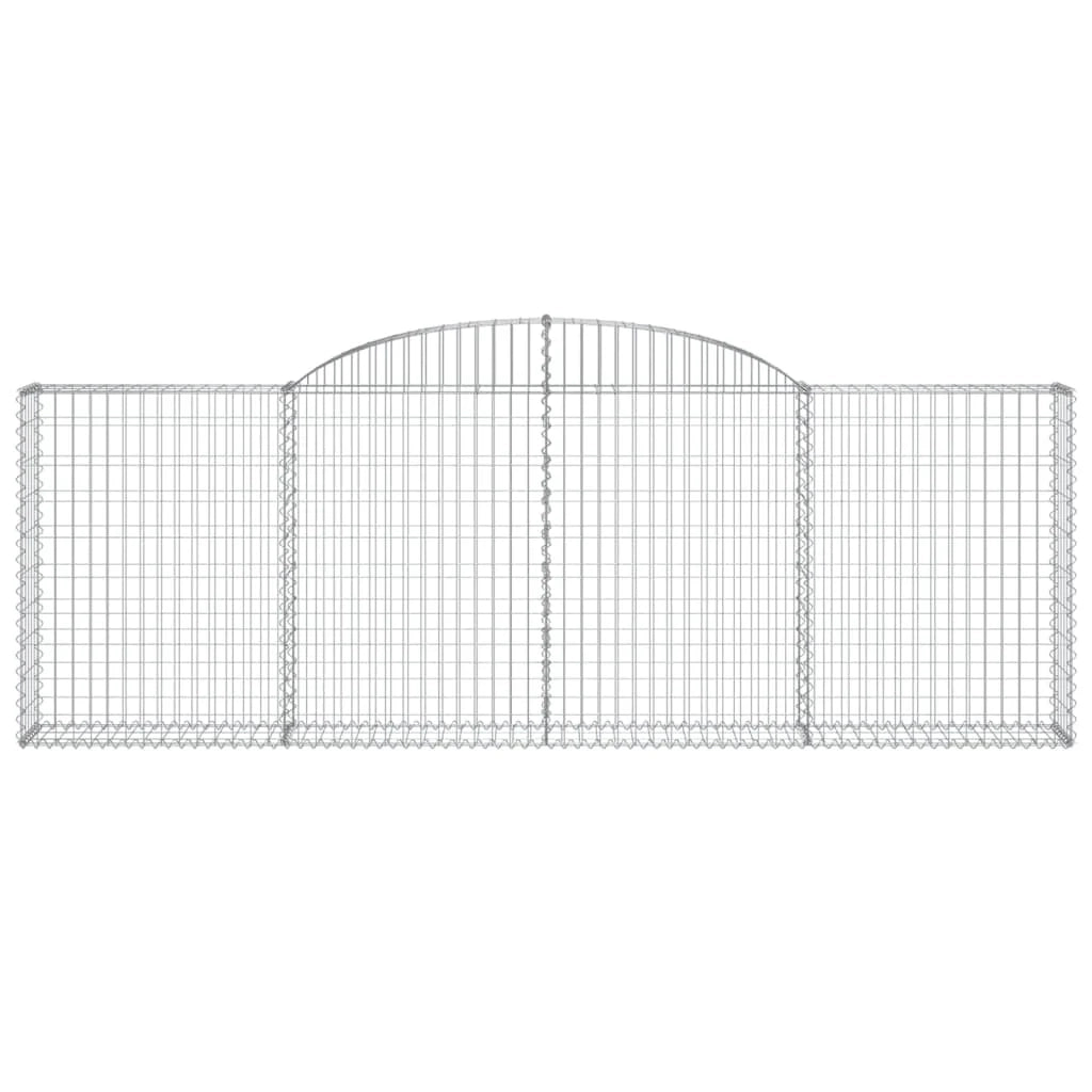 Cestini gabbioni recinzione a gabbia muro di contenimento ad arco 6 pezzi 300 x 30 x 100/120 cm ferro zincato argento 02_0041014