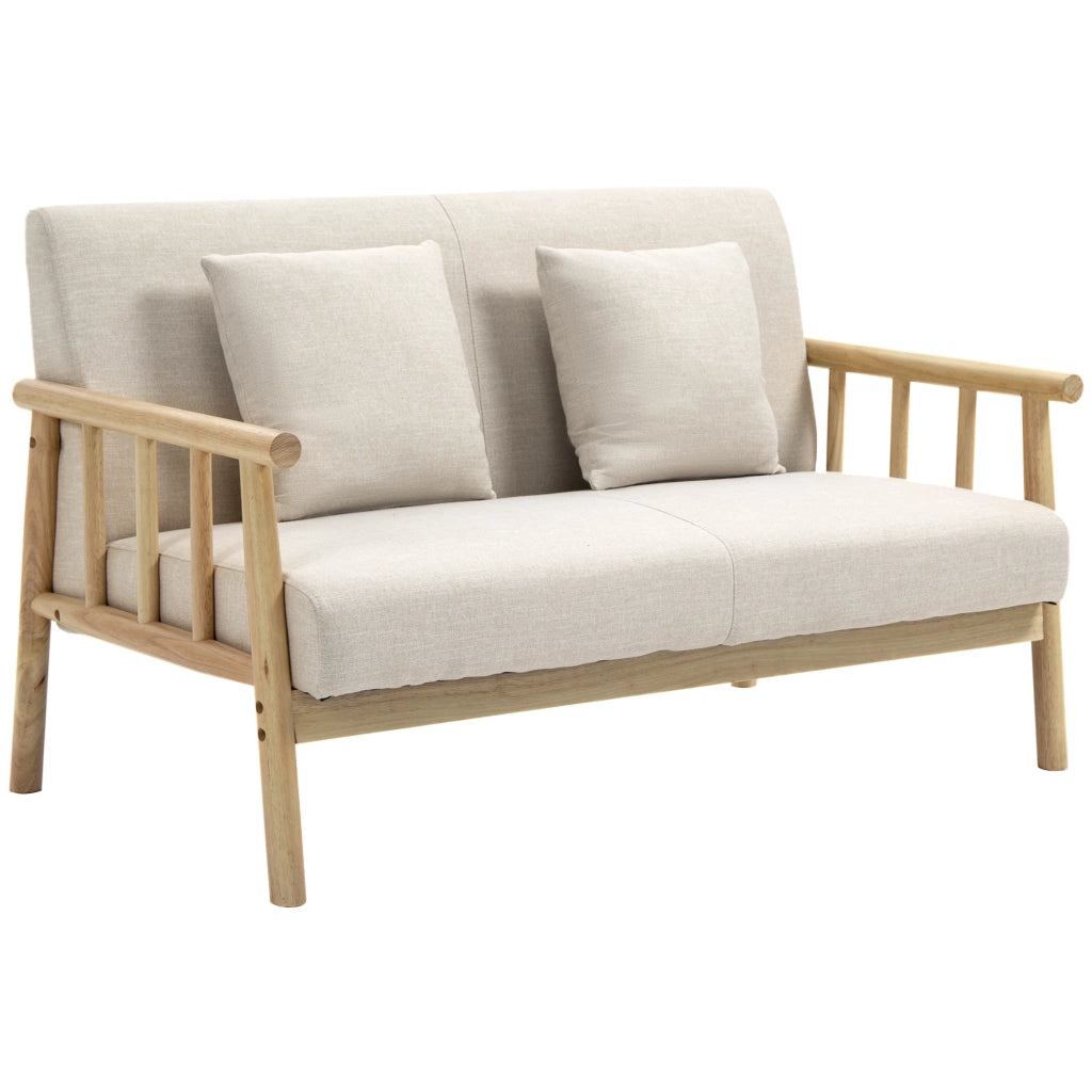Divano 2 posti in tessuto effetto lino ¨C Xylo ¨C Beige, 123x69x74 cm