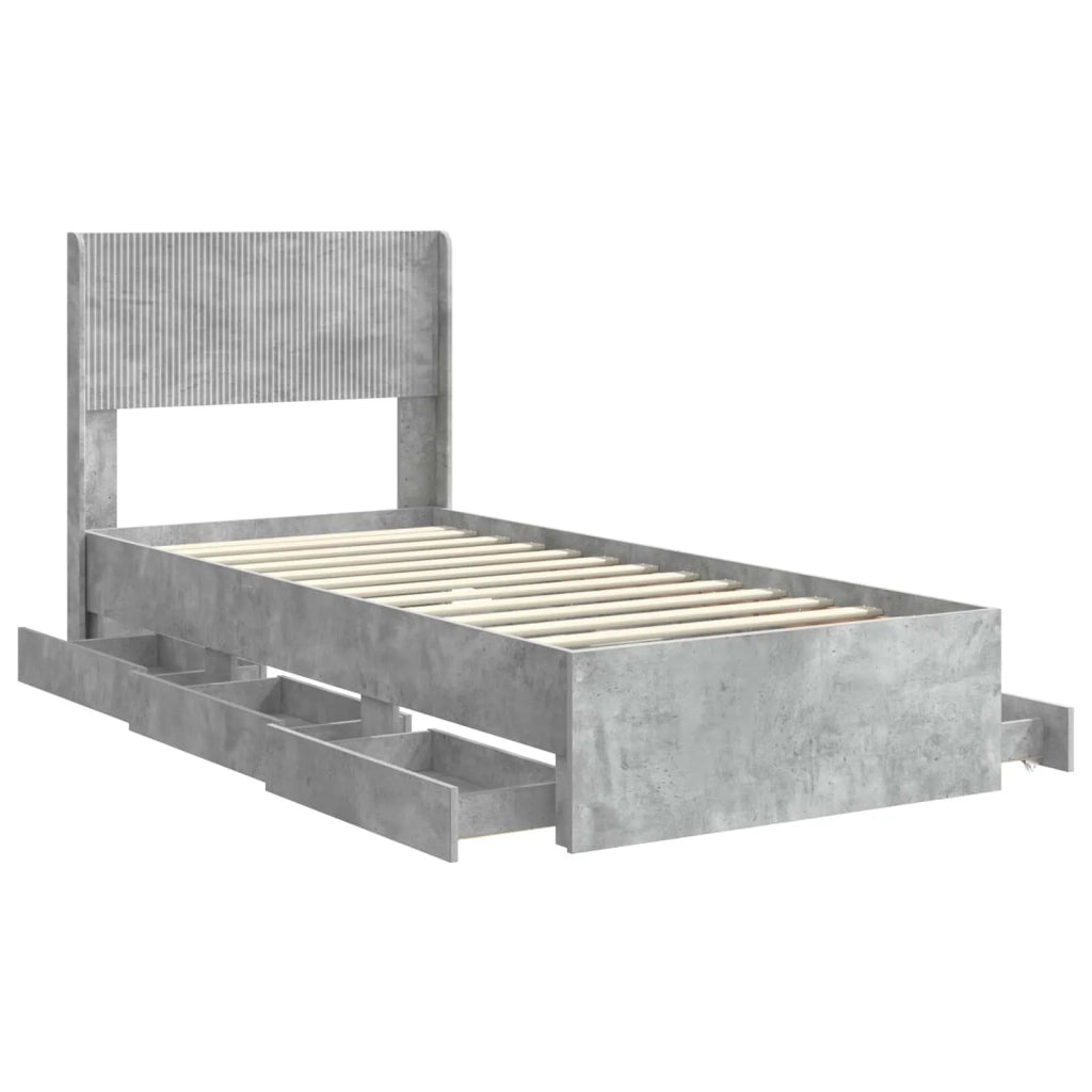 Struttura del letto con stoccaggio e testata Grigio Cemento 3414350