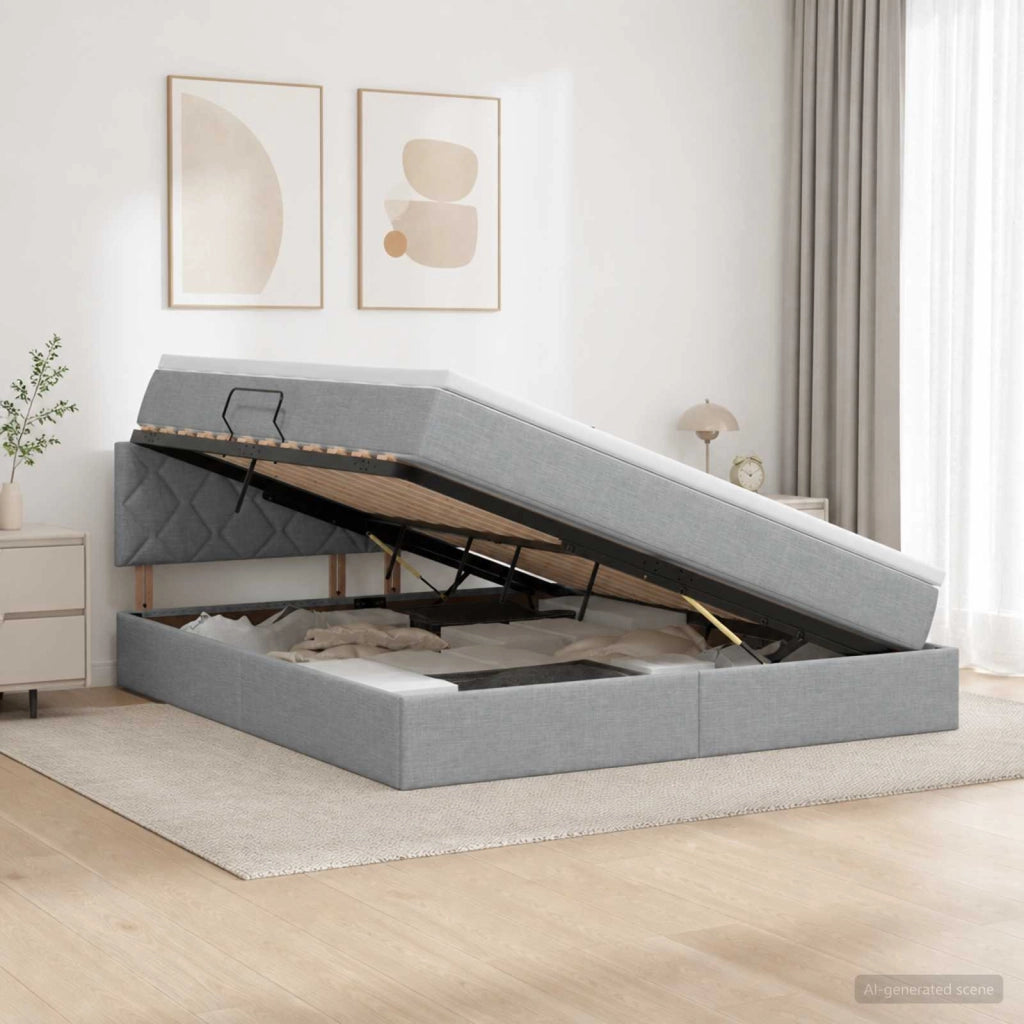 Letto con contenitore LED e materasso Grigio Chiaro 3459123