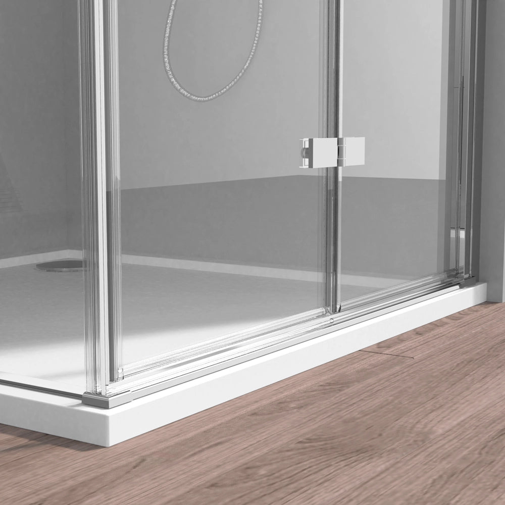 Box doccia angolare a soffietto 70x70 in vetro temperato trasparente con profili cromo Neos