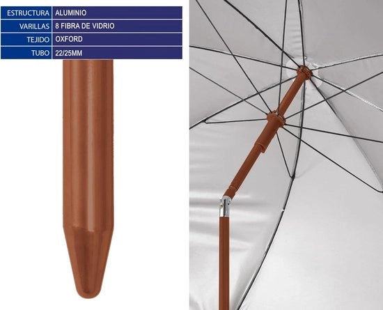 Ombrellone da spiaggia Ø 180 a 240 cm in alluminio con frange e SPF 50+ in Blu 200 cm stile boemo