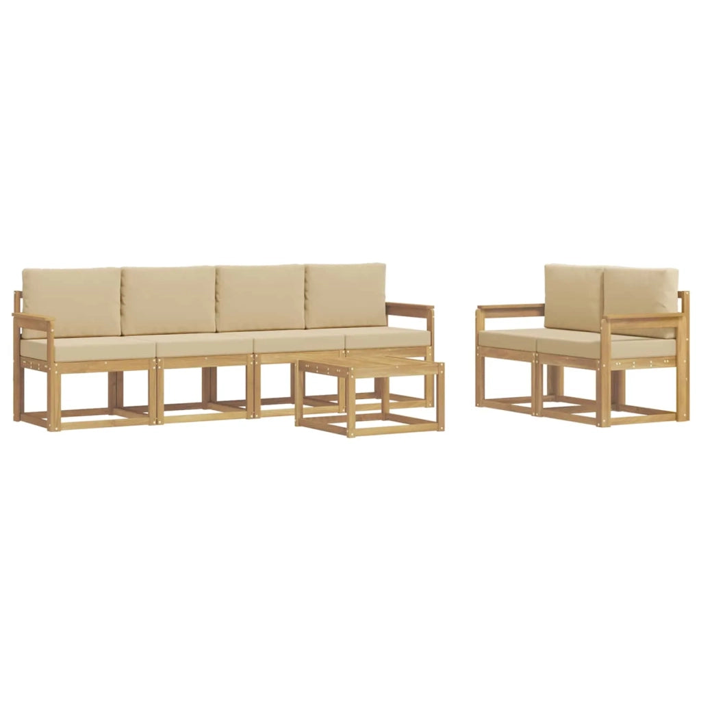 Set di divani da esterno 7 pz Bianco e Beige 3387272