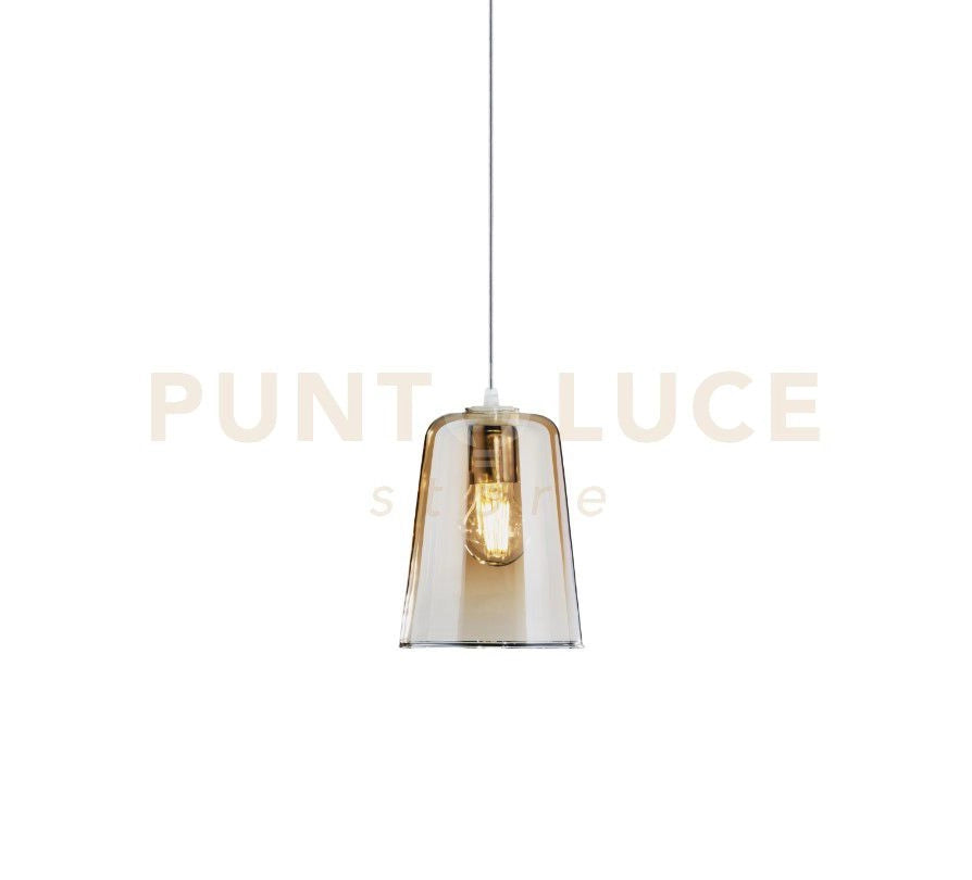 SOSPENSIONE IN VETRO 1164 AMBRA D.16CM ROSONE DA ACQUISTARE SEPARATAMENTE 1 LUCE ATTACCO E27 D.16CM