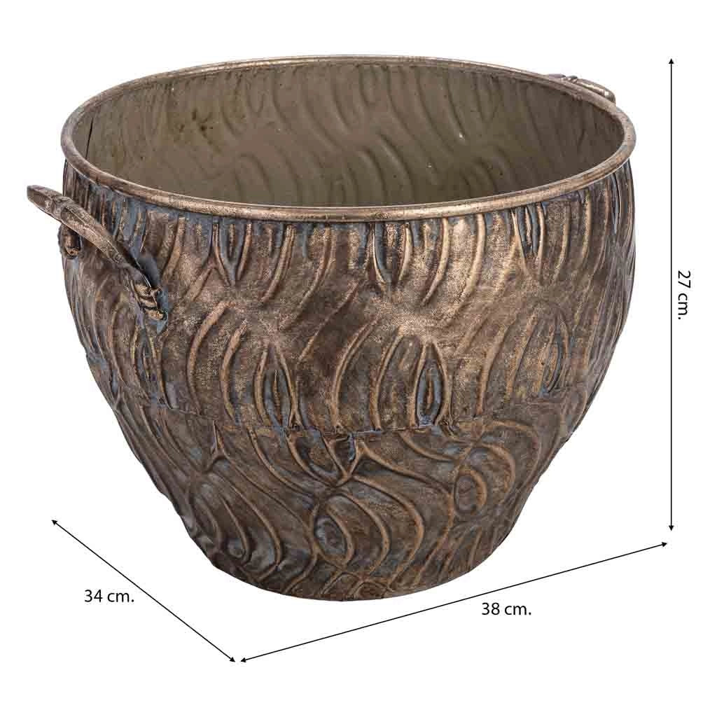 Vaso in metallo nero e oro 38x34x27h cm