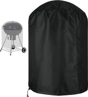 Copertura barbecue acqua resistente a forma rotonda in tessuto 420D Oxford resistente ai raggi UV e impermeabile con cinturino laterale anti-vento nero - Accessori barbecue - Φ70x96cm