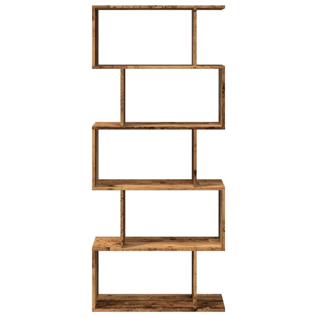 Libreria Divisorio 5 Ripiani-Scaffale per Libri-Mobile di Stoccaggio Legno Antico 70x24x161cm Truciolato