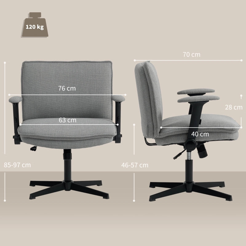 Sedia da ufficio girevole con braccioli ribaltabili, altezza regolabile e funzione basculante, in Poliestere Grigio 76 × 70 × 85-97 cm