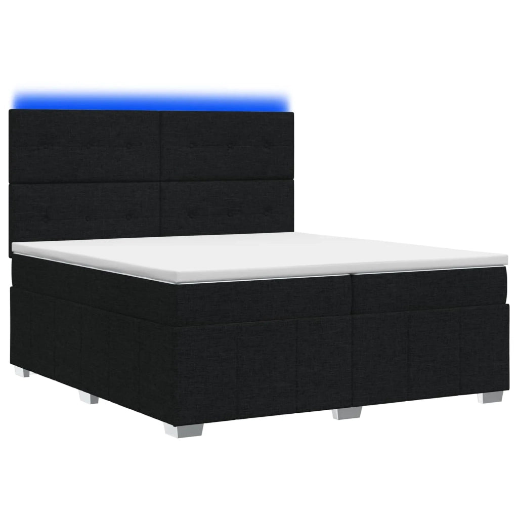 Letto Box Spring LED con Materasso Nero 200 x 200 cm Tessuto 3455684