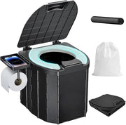Camping toilet con alta sedia - Toilette mobili - Toilette pieghevoli - Protezione per il sedere morbido - Protezione dagli schizzi di urina - Capacità di carico massimo 200 kg