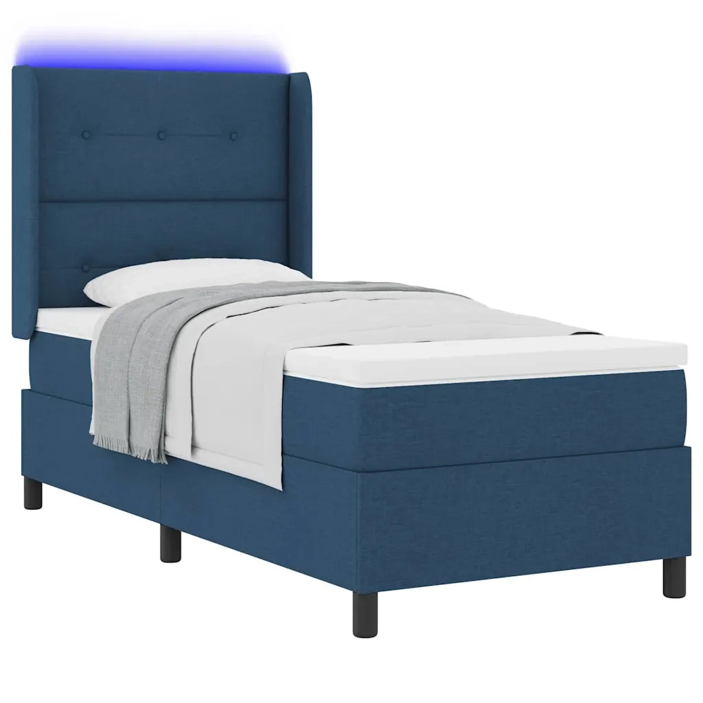 Letto a Sorgente LED con materasso Blu 80 x 200 cm Tessuto