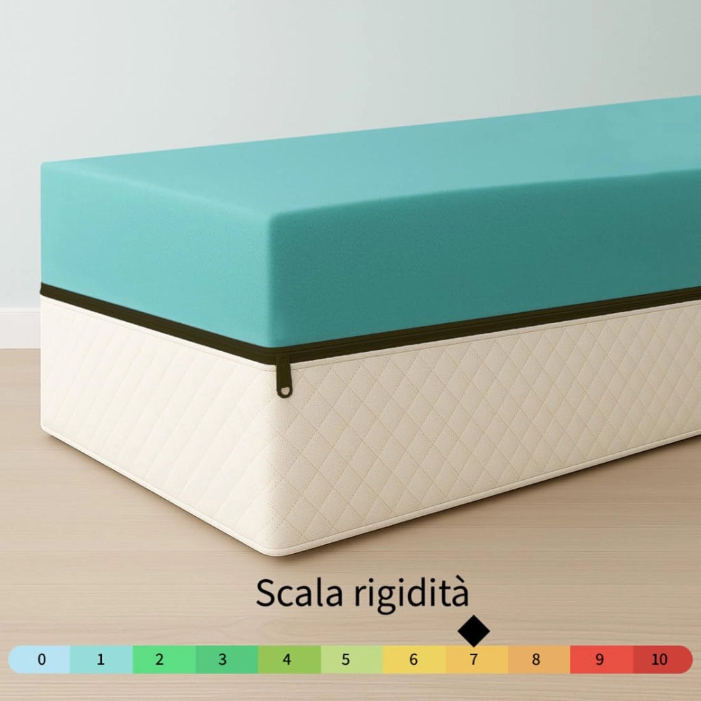 Materasso ortopedico semi rigido Singolo 100x200 in Water Foam ALTO 20 Cm. Materasso di base robusta con Rivestimento anallergico sfoderabile. Materasso Made in Italy 100%