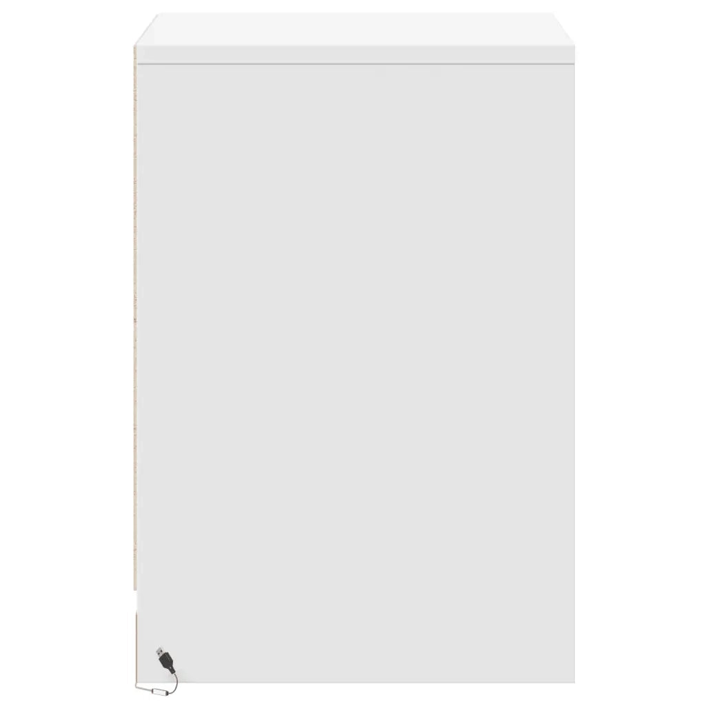 Comodini con Luci LED 2pz Bianchi in Legno Multistrato 852020