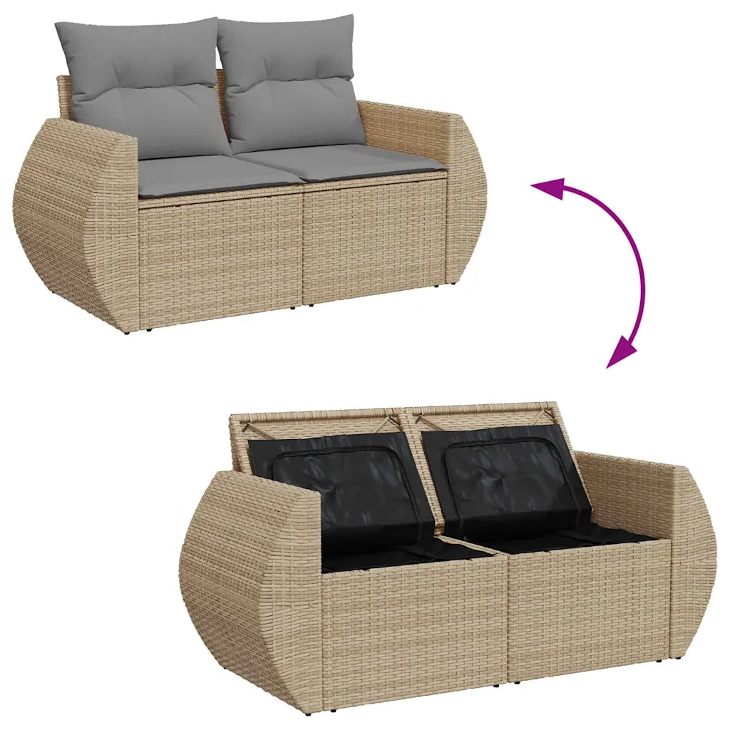 Set Divani da Giardino 7 pz con Cuscini Beige in Polyrattan 3325846