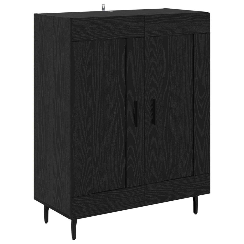 Credenza 2 pz-Set di 2 Buffet-Armadio da cucina Rovere Nero Legno Stratificato e Vetro 713116
