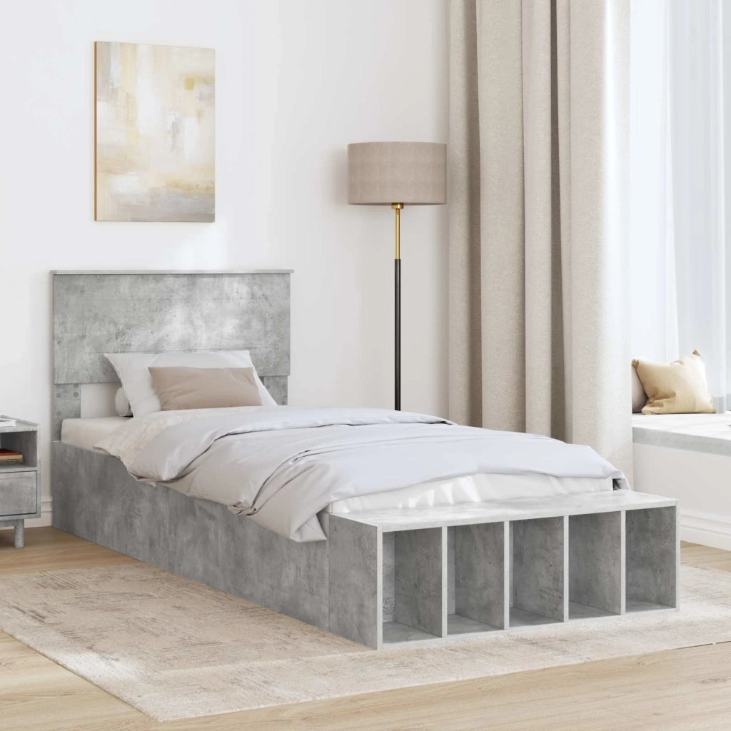Struttura del letto con lo scaffale Grigio cemento 70 x 190 cm 3408420