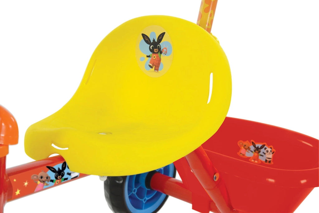 Triciclo a Pedali Primi Passi per Bambini con Maniglione Genitoriale Rimovibile e Vano Contenitore Bing Rosso