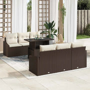 Set Divano da Giardino con cuscino 7 pcs Marrone polyrattan