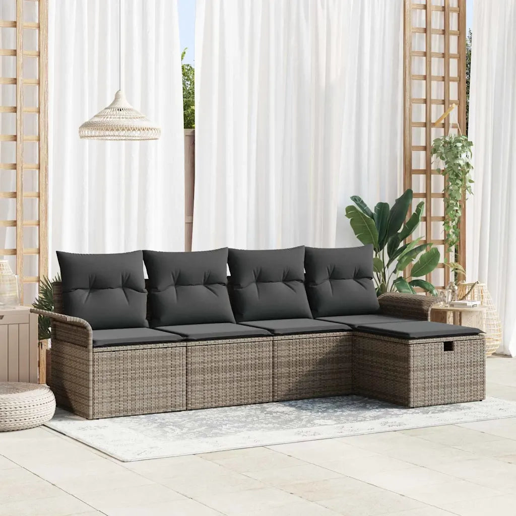 Set Divano da Giardino con cuscino 5 pcs Grigio polyrattan 3358858