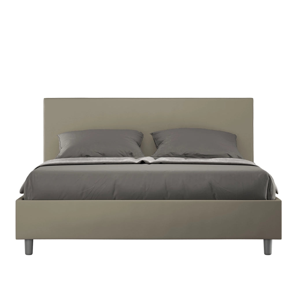 BS COM Letto matrimoniale contenitore doppia alzata imbottito 160x210 similpelle cappuccino