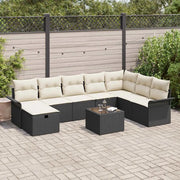 Set Divano da Giardino con cuscino 9 pcs Nero Poly Rattan 3360268