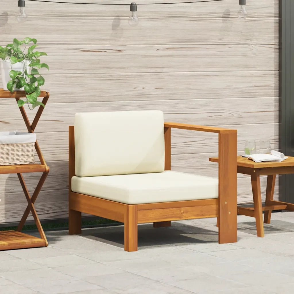 Divano Centrale con 1 Bracciolo-Sofa Modulare-Divanetto Bianco Crema Massello d'Acacia 562995