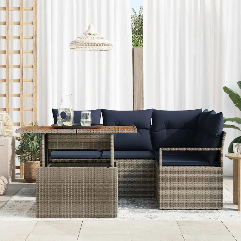 Set da Pranzo per Giardino con cuscino 5 pcs Grigio e Blu Navy 3349709