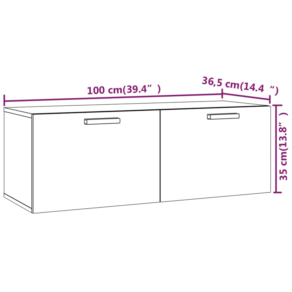 Armadietto a Muro | Mobile Pensile Grigio Cemento 100x36,5x35 cm Legno Multistrato