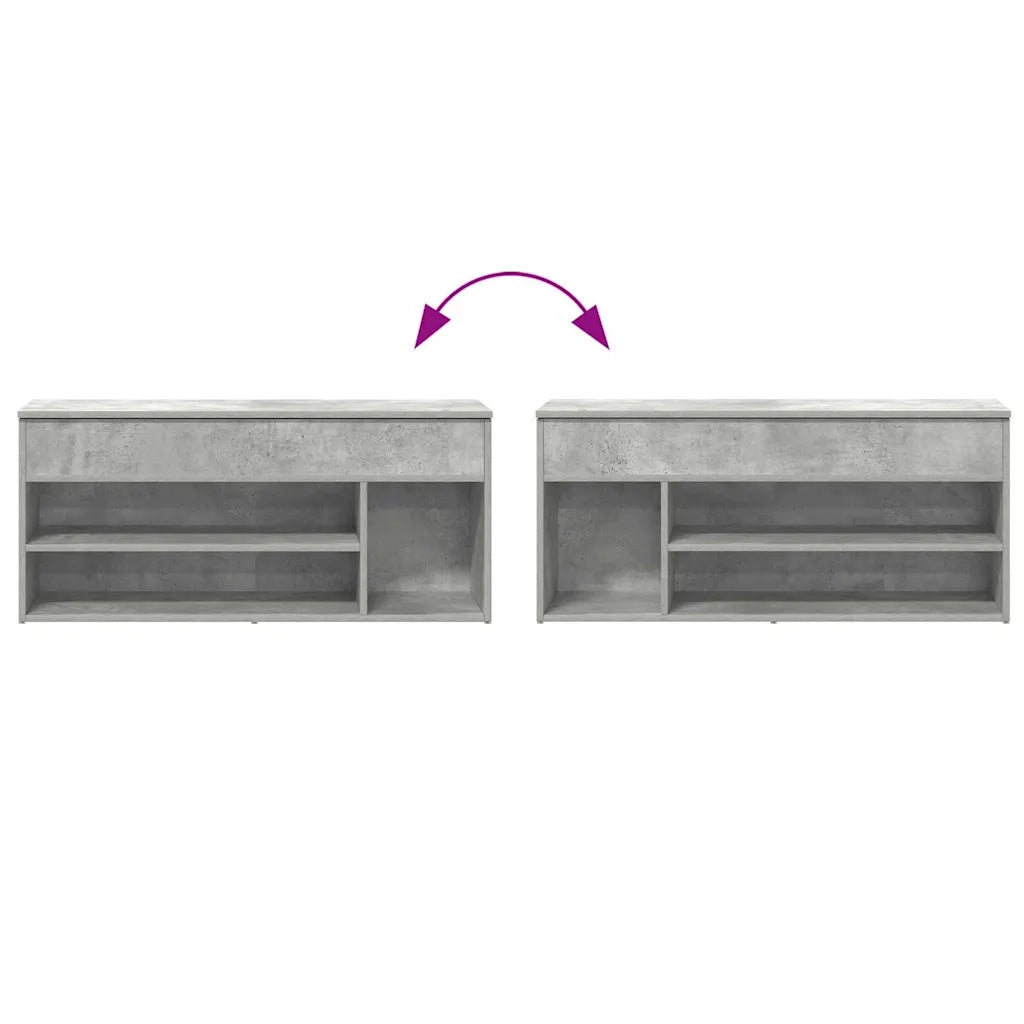 Scarpiera-Scaffale per scarpe Grigio Cemento 102x30,5x45 cm in Legno Multistrato