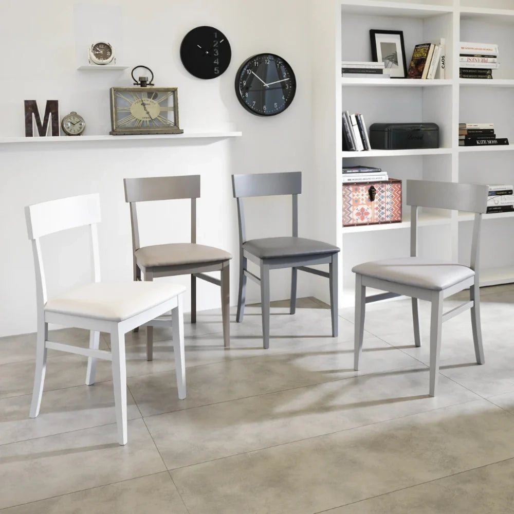 Set di 2 sedie da pranzo imbottite in legno bianco Zaira con struttura in legno facili da pulire Made in Italy | Duzzle
