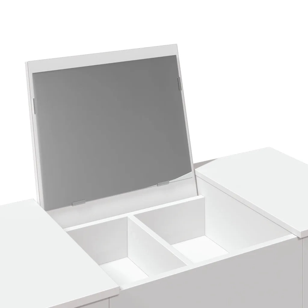 Toeletta con Specchio-Tavolo da Vanit¨¤ Bianco 100x45x76 cm