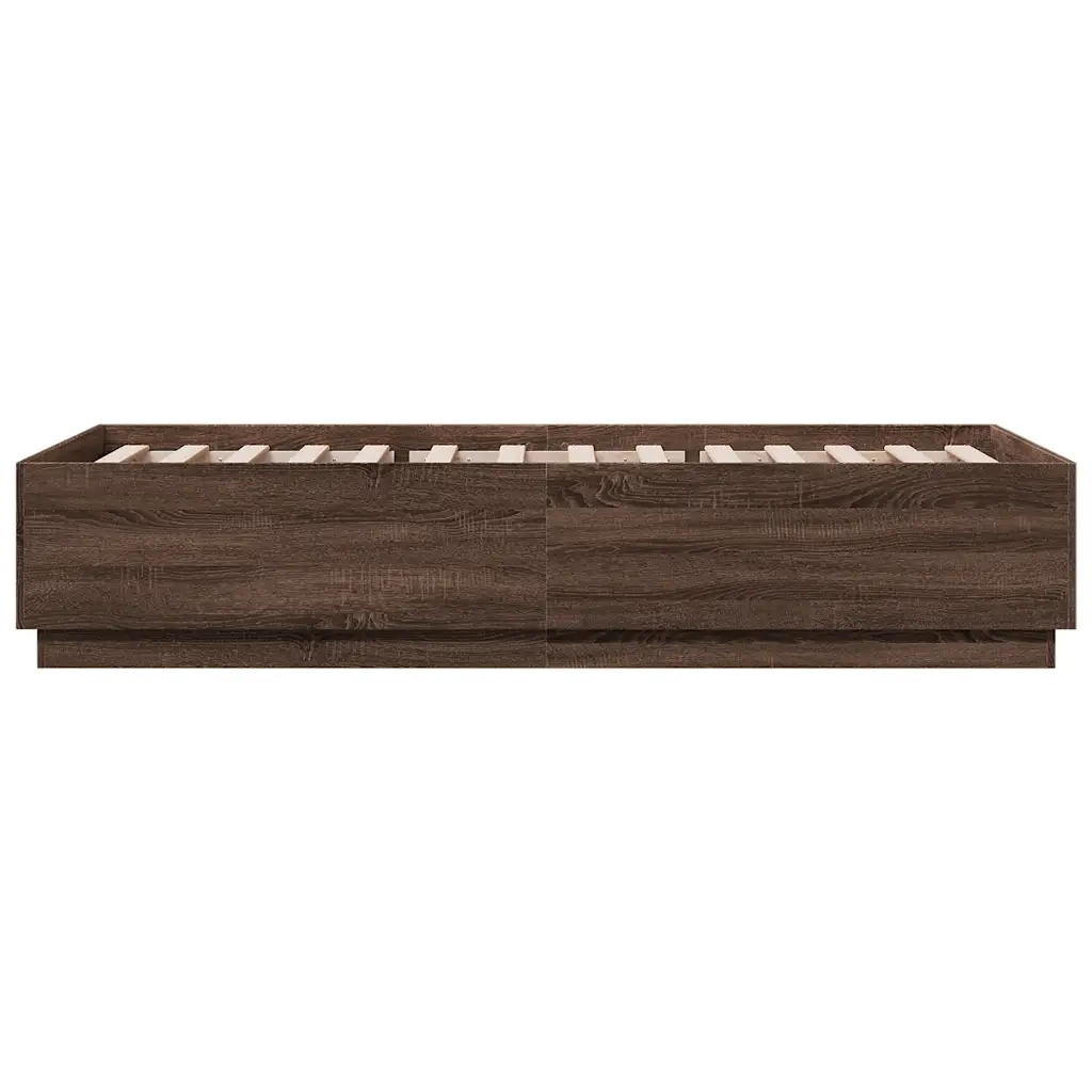 Letto singolo | Letto per adulti | Giroletto Luci LED Rovere Marrone 100x200 cm Legno Multistrato