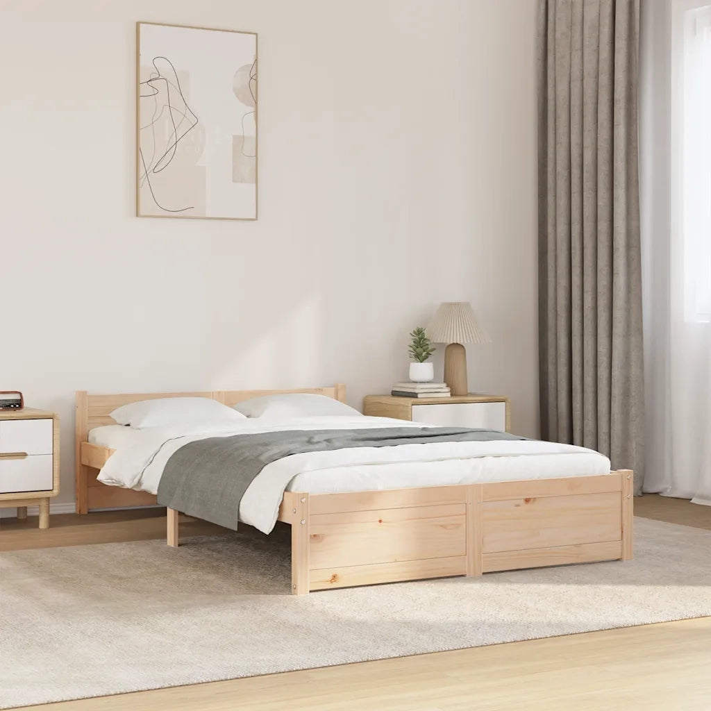 Letto matrimoniale | Letto per adulti | Giroletto senza Materasso Ambrato in Legno Massello 120x200 cm