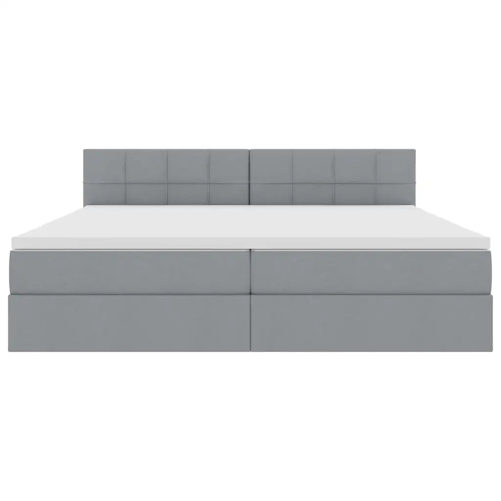 Letto con contenitore e LED Grigio chiaro 200 x 200 cm Tessuto
