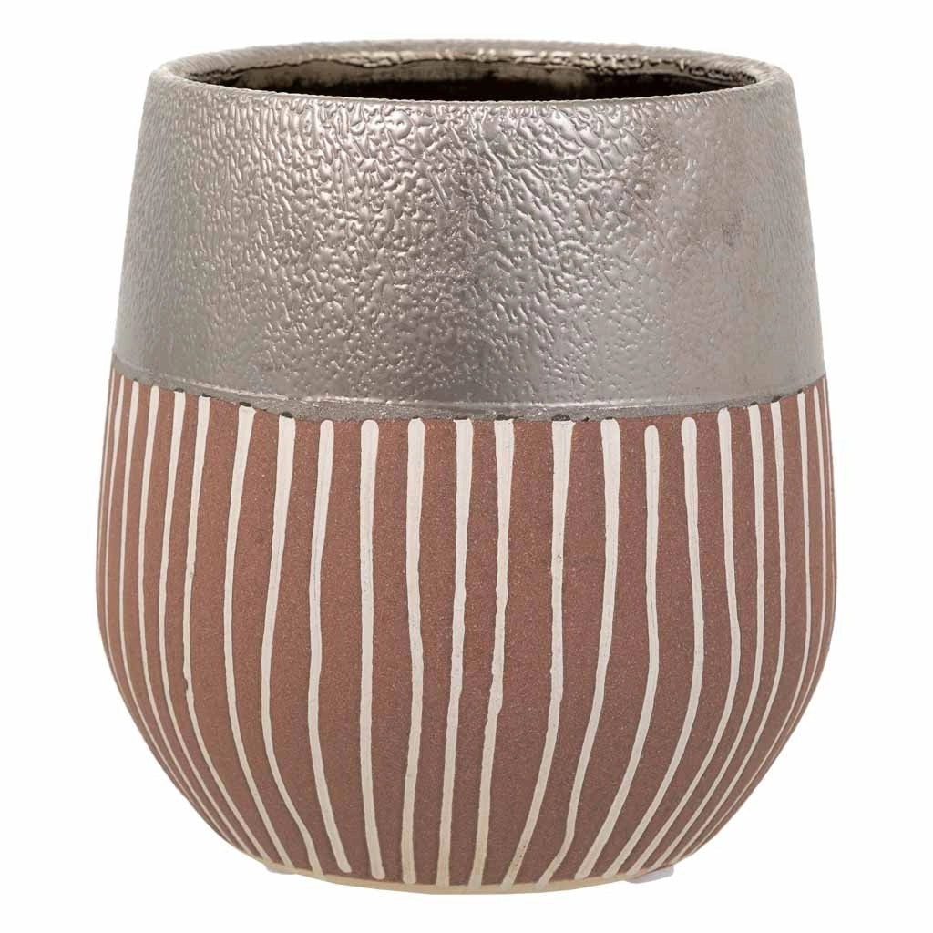 Vaso in ceramica argento 13x13x14h
