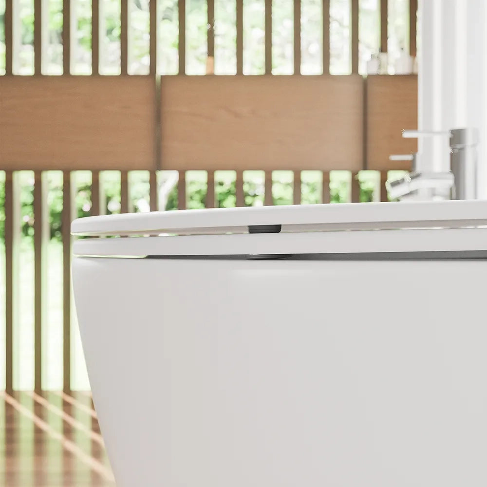 Coppia di sanitari sospesi in ceramica bianco lucido vaso rimless con copriwc soft-close e bidet | Europa Small