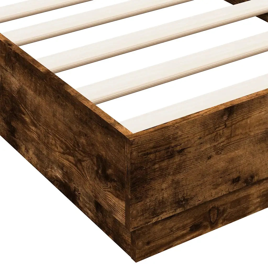 Giroletto con LED-Struttura Letto Rovere Fumo 75x190 cm