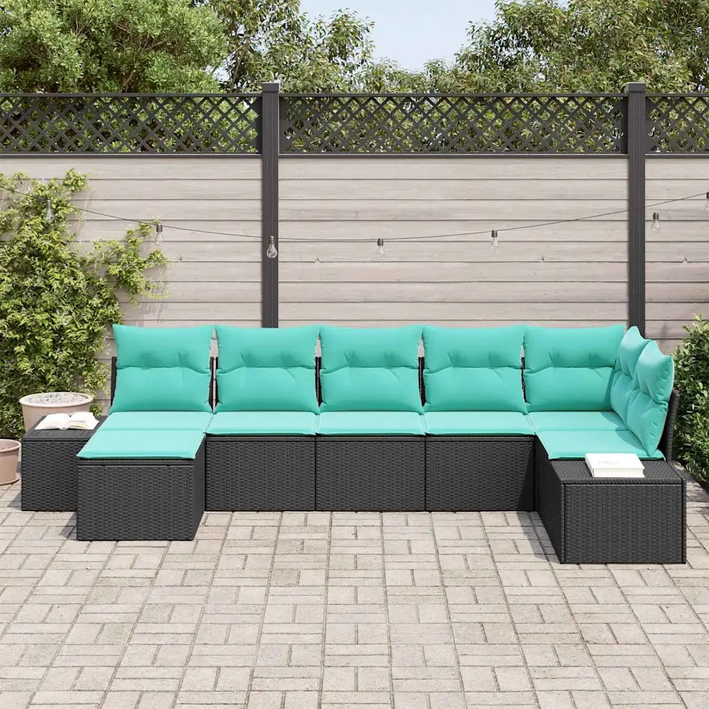Set Divano da Giardino 7 pz Nero polyrattan 3347156