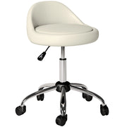 Sgabello da Lavoro Girevole 360¡ã con Rotelle ¨C Xylo ¨C Bianco, Altezza Regolabile 53-73 cm