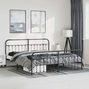 Giroletto con Testiera e Pediera-Struttura Letto Metallo Nero 183x213 cm 368714