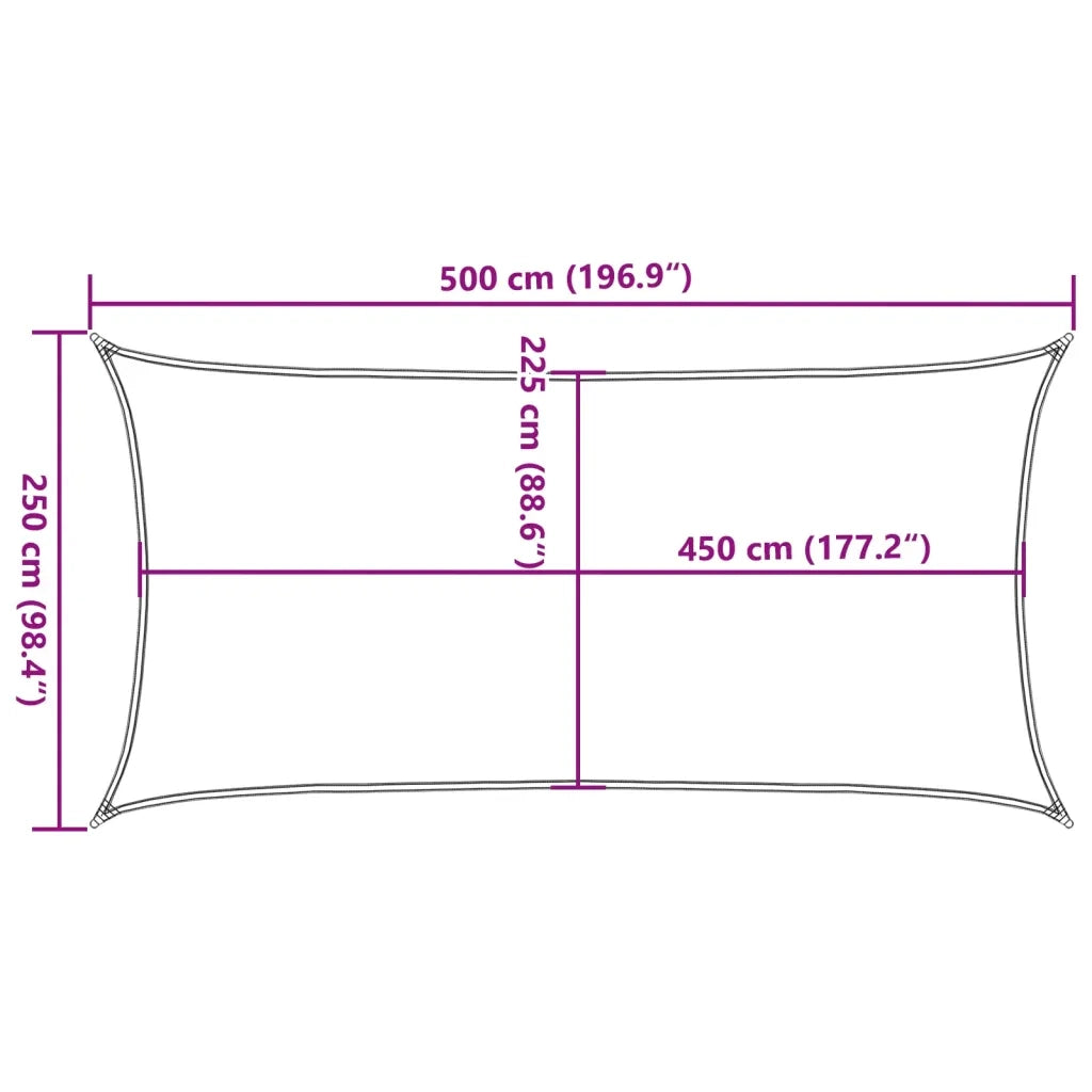 Vela Parasole-Telo Ombra-Vela Ombreggiante 160 g/m2 Gialla 2,5x5 m in HDPE