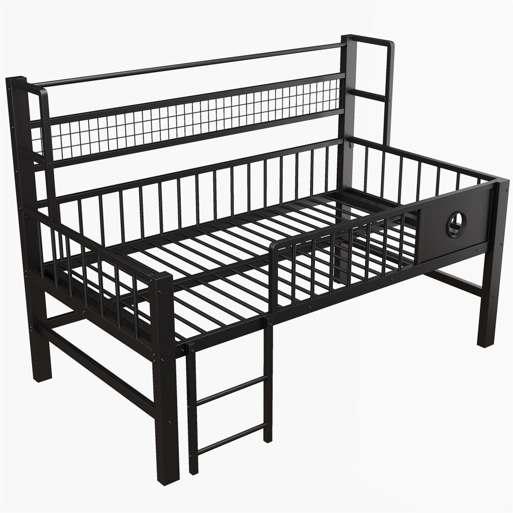 Letto basso per bambini 90*200cm struttura metallica scomparti di stoccaggio per bambini e adolescenti