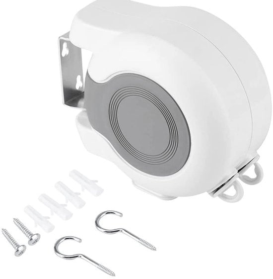 Sistema di asciugatura automatico retrattile - Asciugacapelli per parete - Cavo PVC - 2x12,8 m - Duraturo - Linee regolabili - Asciugacapelli
