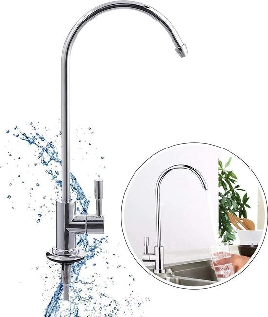 Wastafelkran 1/4'' - 360° Rotativo - Acqua Fredda - Dispensatore di Sapone - Vasca da Bagno.