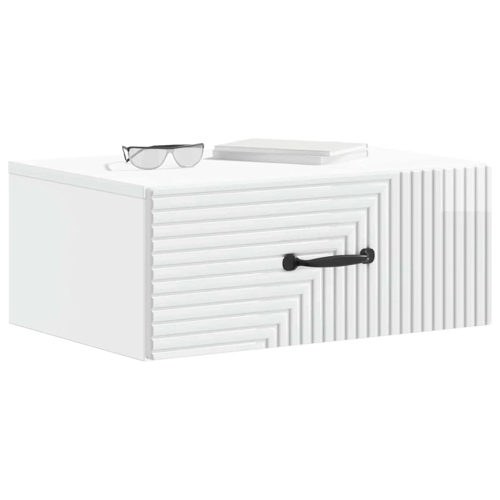 Mobiletto da notte a muro Bianco Lucido 49 x 34,5 x 20 cm 898623