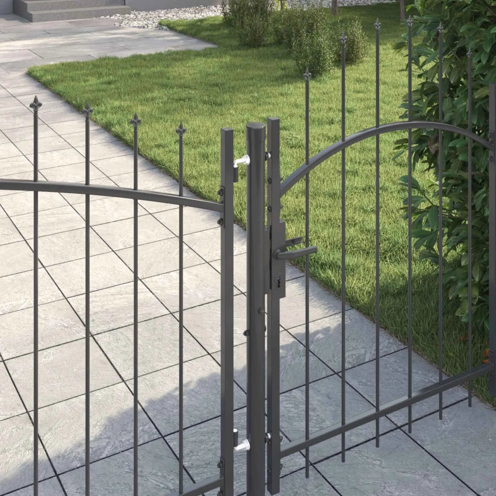 Cancello da giardino Woerden Grigio 150 x 400 cm Acciaio 42008909
